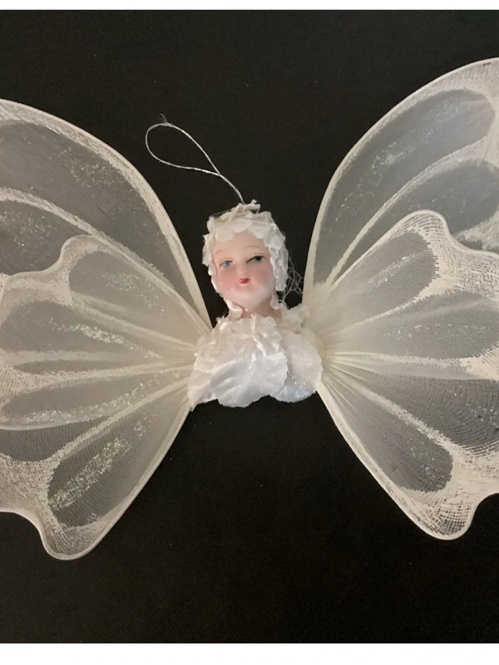 Silvestri White Gossamer Mesh Wing Angel Ornament Tree Topper